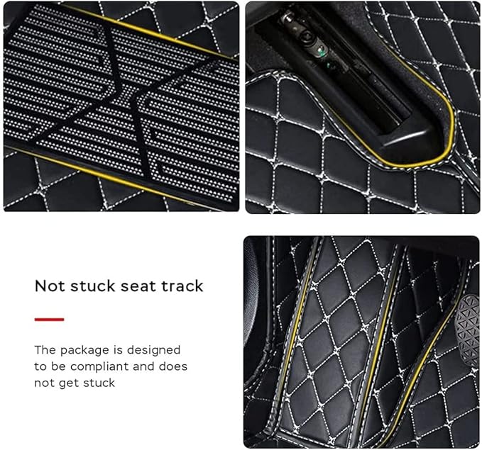 MELKEN Custom Fit Leather Car Floor Mats for 95% of Cars Full Coverage Floor Liners Car Mats (Black & Wine Red)