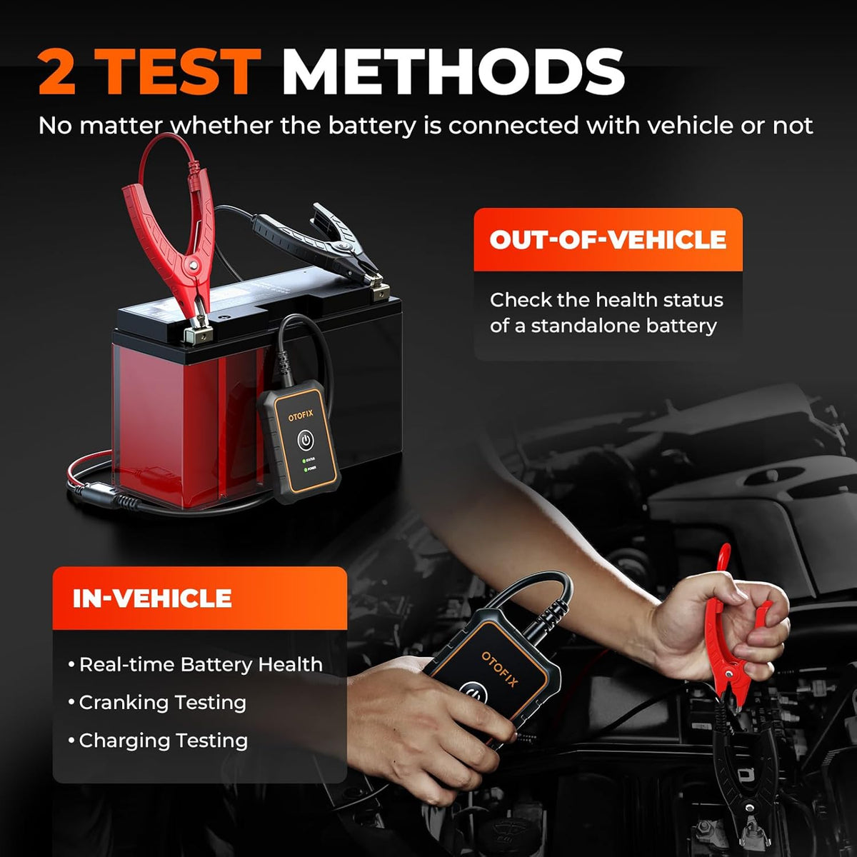 OTOFIX Car Battery Tester BT1 Lite, 6V 12V 100-2000 CCA Car Battery Analyzer, Auto Cranking Charging System Test Scan Tool, Battery Load Test,Use with D1/D1 Lite/D1 PROS/D1 MAX/IM1/IM2/Ultra