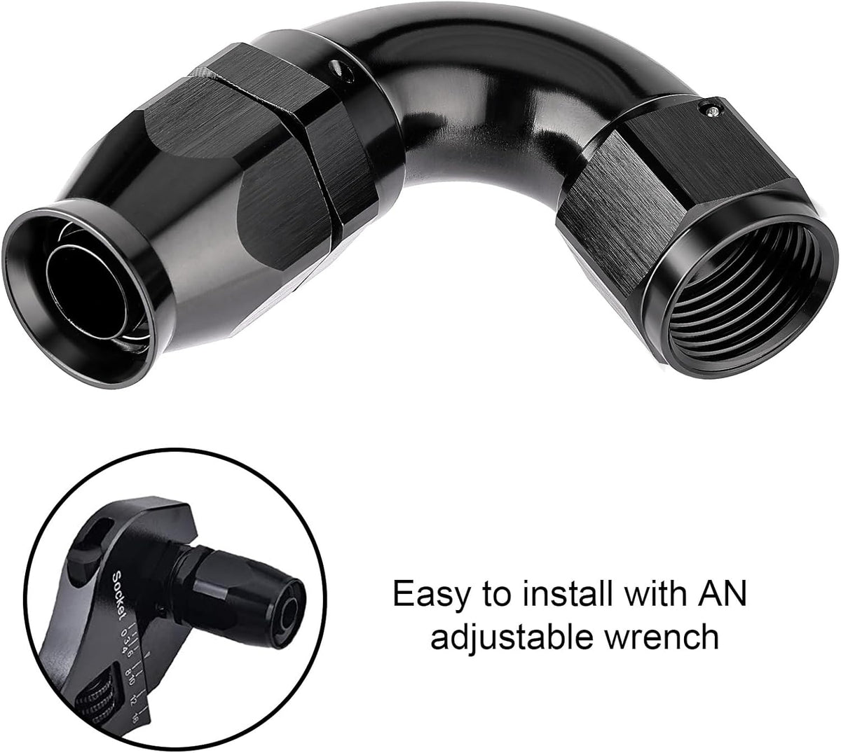 EVIL ENERGY 10AN 120 Degree PTFE One Piece Full Flow End Hose Fitting Aluminum Black