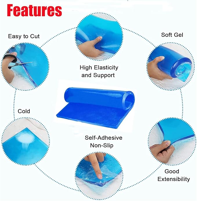 Motorcycle Seat Gel Pad Shock Absorption Mats Reduce Fatigue Comfortable Soft Cooling Fabric Cushion DIY Seat Pad Car Seat Driver Office Chair Seat Cushion(20 x 20 x 2cm)