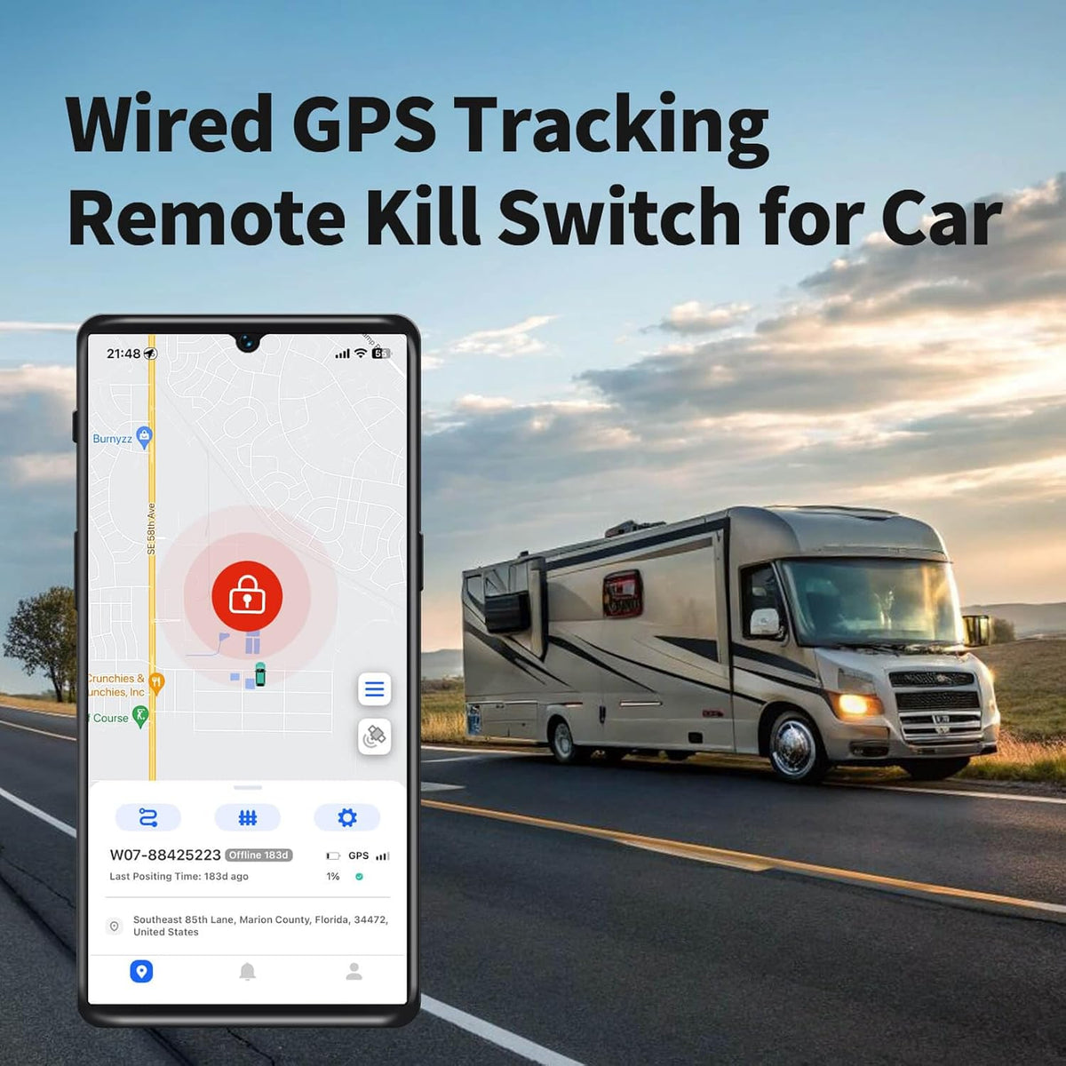 2 in 1 Remote Kill Switch & GPS Tracker for Vehicles No Monthly Fee, No Subscription, 4G SIM Card and Data Included, Trip History, GeoFence, Driving Alerts