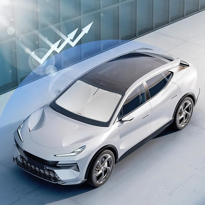 Windshield Sunshade for Kia Sportage 2023 2024 2025 2026 - Innovative No-Light-Pass Technology, Mirror Cut-Out, Blocks 99% UV Rays, Fade-Resistant, Easy-Fold Sportage Windshield Sun Shade