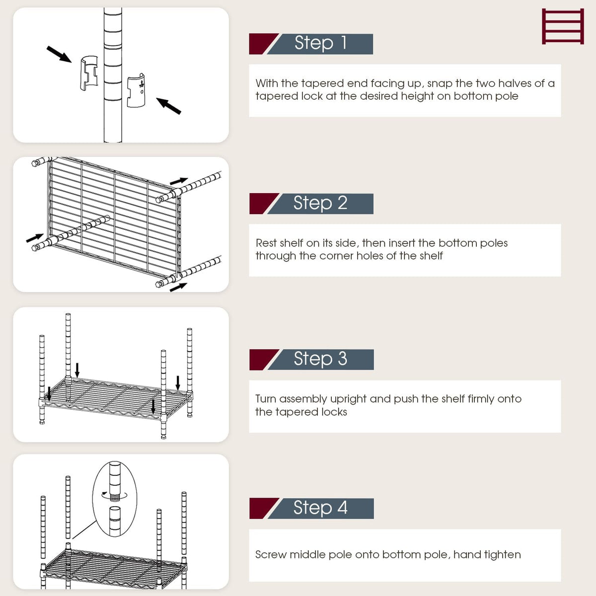 BestOffice 18x48x77 Storage Shelves Commercial Heavy Duty Metal Shelves Garage Organizer Wire Rack Shelving Storage Unit Shelf Adjustable Utility 6000 LBS Capacity,Black