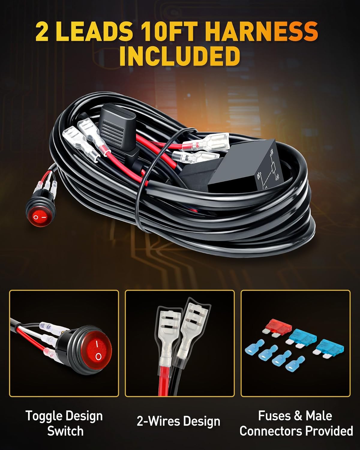 NAOEVO 4 Inch LED Pod Lights, Spot Flood Amber LED Fog/Driving/Off Road Lights with 2 Leads Wiring Harness, Cube Pods for Truck Boat ATV UTV, 2 Pcs (Amber)