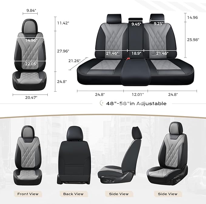 Coverado Car Seat Covers, Front Covers for Cars, Car Seat Cover Front Seats, Automotive Seat Cover, Waterproof, Leather Car Seat Cushion, Universal Interior Covers Seat Protectors for Most Cars