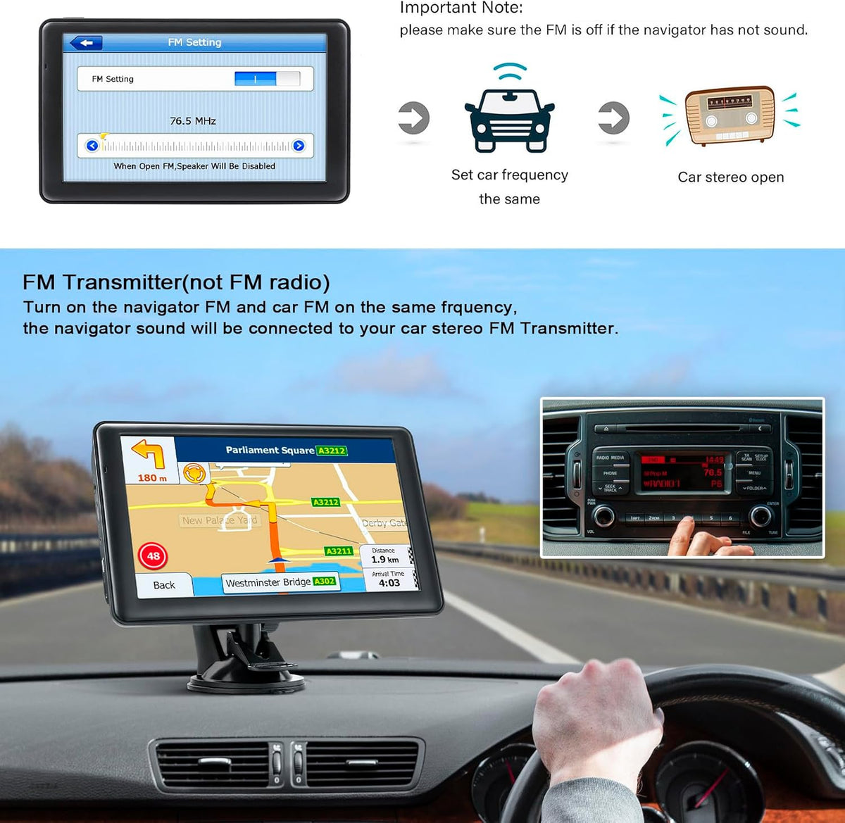 GPS Navigator for Car Truck, GPS Commercial Drivers 2025 Trucker GPS for Semi Truck with 7 in GPS Navigation Systems(Map Free Lifetime Updates), Voice Assist, Speed Limit Warnings