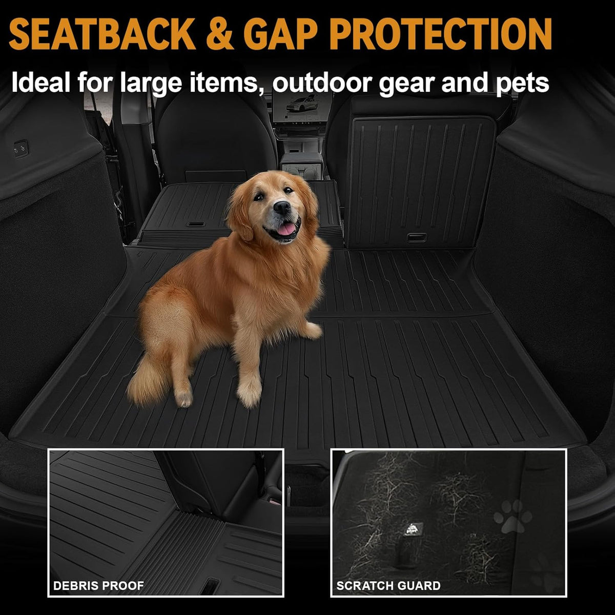 Floor Mats Set for 2025 2026 Tesla Model Y Juniper Accessories, Full Coverage All Weather Floor Mats Cargo Mat with Backrest Protectors