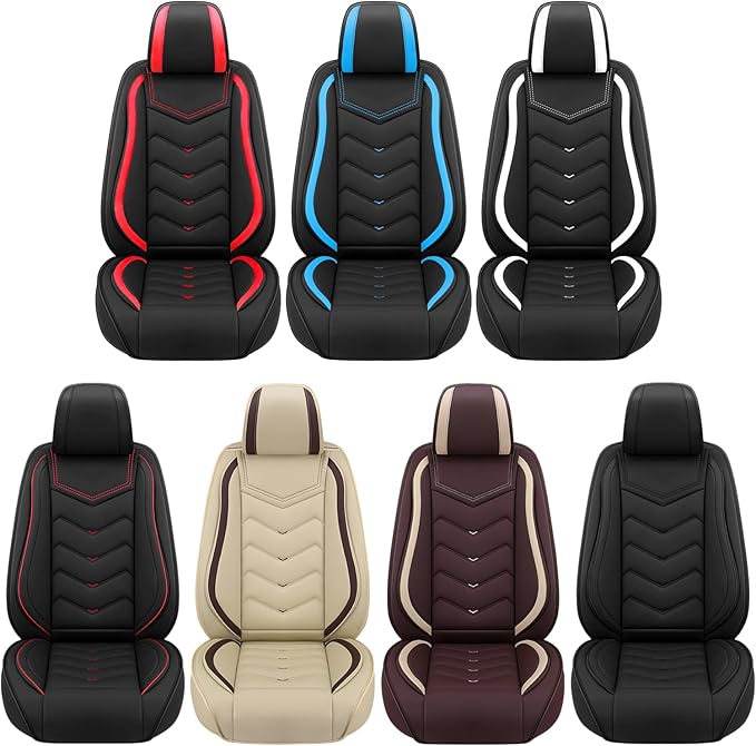 Car Seat Covers Fit for Toyota rav4 2000-2026, Stylish Sport Seat Covers, Waterproof Wear-Resistant Premium Nappa Leather Car Seat Cover.(2 Pcs Front/Coffee Color)