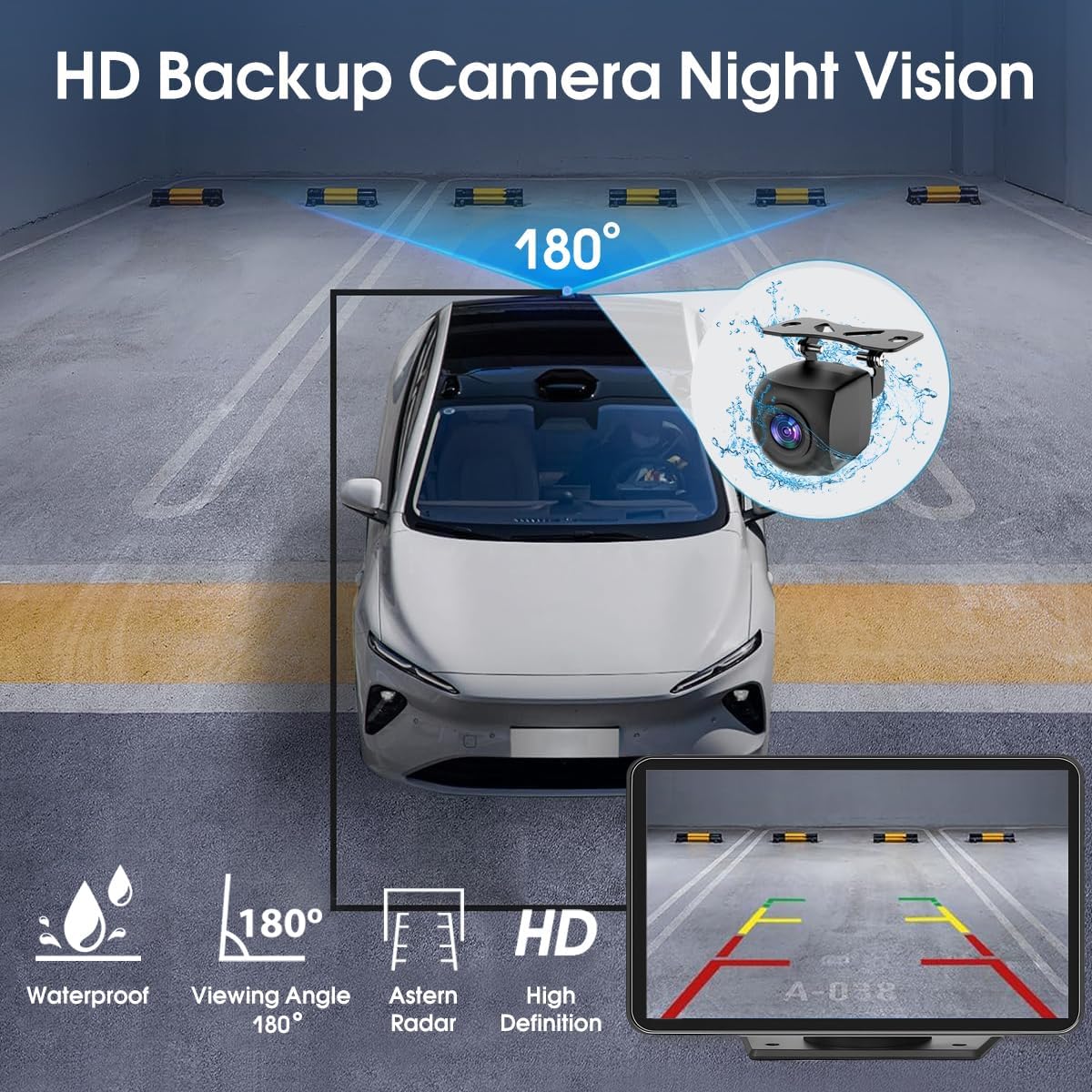 Portable Carplay Screen for Car, 7" HD Touchscreen for Car with Backup Camera/Mirror Link/Bluetooth/Voice Control/GPS/AUX/FM Satellite Radio for All Vehicles.