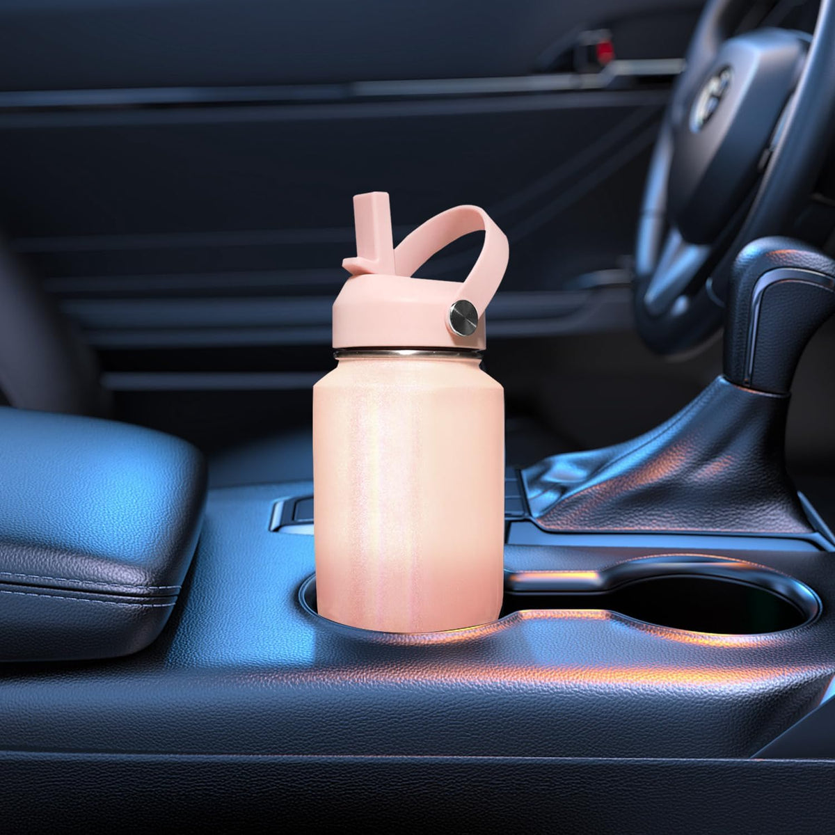 SENDESTAR 40oz Stainless Steel Water Bottle(Cold for 48 Hrs, Hot for 24 Hrs),Double Wall Vacuum Insulated Bottle with Straw Lid, Spout Lid and Flex Cap, Fit in Any Car Cup Holder TXIN-40-Laser G Pink