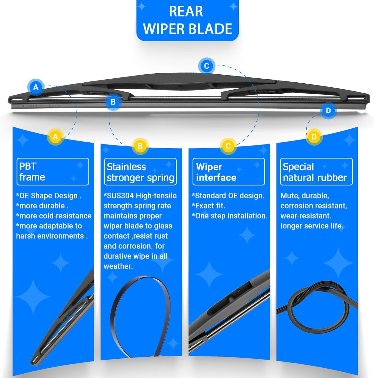 Windshield Wiper Blades Replacement for Subaru Forester 2019 2020 2021 2022 2023 2024 Original Factory Quality Front Rear Wipers Blade Set for My Car - 26" 17" 14" (Pack of 3)