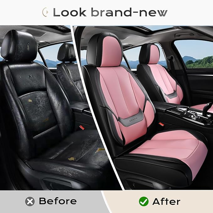 Coverado Seat Covers, Car Seat Covers Front Seats, Car Seat Cover, Car Seat Protector Waterproof, Car Seat Cushion Nappa Leather, Seat Covers Carseat Cover Universal Fit for Most Cars