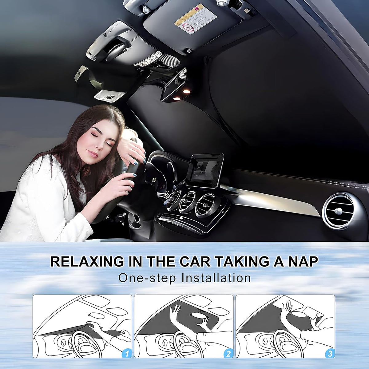 T TGBROS Windshield Sun Shade for Toyota Camry 2018-2024 Accessories Foldable Sun Shield Front Window Sunshade Cover Sun Visor Cover Block Heat and Sun Protection