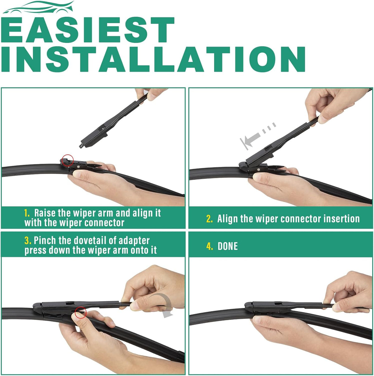 28" 28" 12" Windshield Wiper Blades Replacement for Ford Focus 2012 2013 2014 2015 2016 2017 2018 Premium All Weather Front Rear Wipers Set - OEM Quality (Pack of 3)
