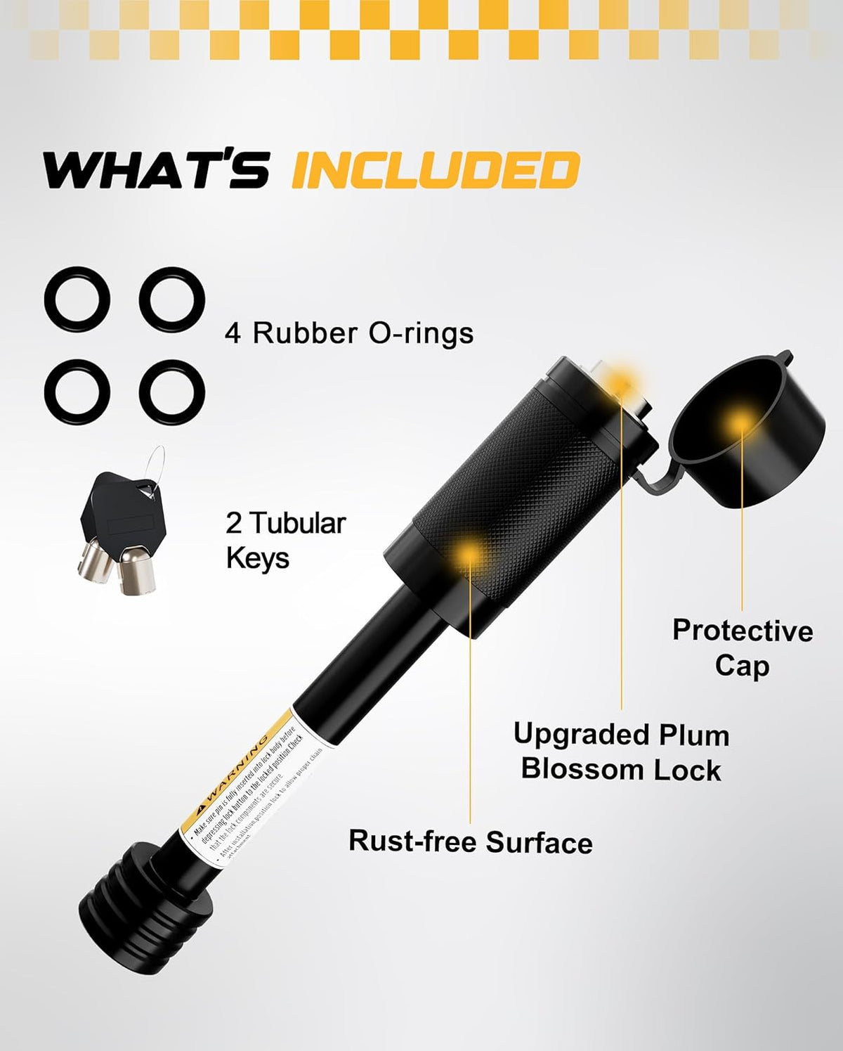 RETRUE Trailer Hitch Locks, 5/8" Locking Hitch Pin for 2" and 2 1/2" Receiver Class III IV Hitch, Tow Hitch Pin Lock Dia 3-1/2” Long Pin with O-Rings Weatherproof Caps for Trailer Truck Car Boat