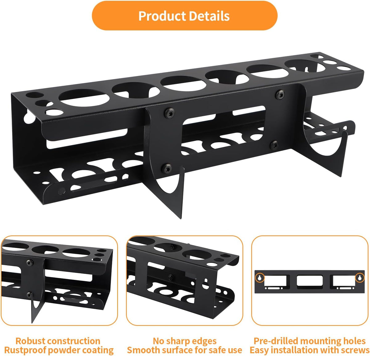Caulking Gun Holder, Metal Caulk Tube Storage Rack, Wall Mount Caulking Tools Organizer for Garage, Workshop and Work Van