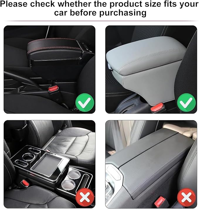 Car Armrest Storage Box for Cadillac XT4 2018–2025 2020 2021 2022 2023 2024, Sport-Style Center Console Organizer with Side Pocket, PU Leather Armrest Cushion, Elbow Support Pad,B White