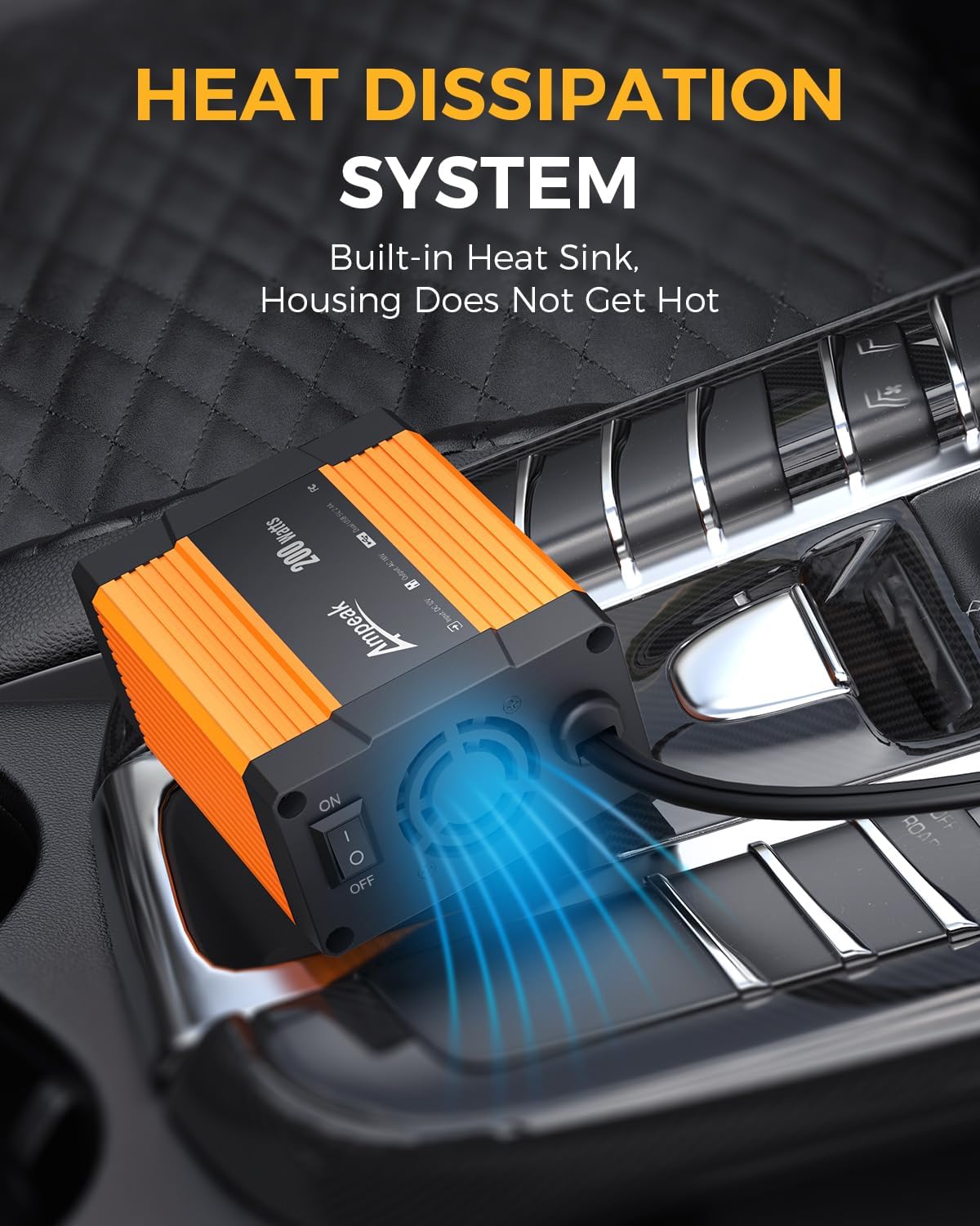 Ampeak 200W Car Power Inverter 4.8A Dual USB Ports AC Outlet Car Inverter DC 12V to AC 110 Car Plug Adapter