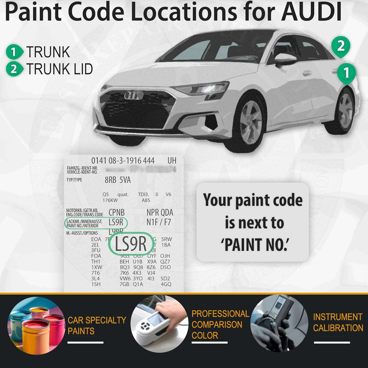 LY9B Brilliant Black Car Touch Up Paint for Audi, Color Accurate Car Paint Scratch Repair Pen Kit Quick & Easy Fix Vehicle Chips and Automotive Nicks Scuff