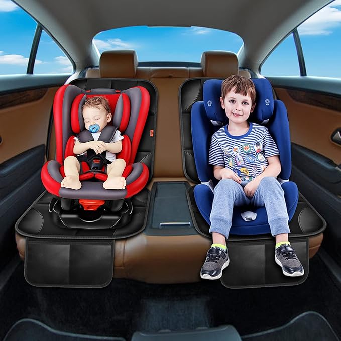 XHYANG Car Seat Protector 1 Pack Car Seat Cushion Mat Thickest Padding,Waterproof 600D Fabric Car Seat Covers for Non-Slip Backing Mesh Pockets for Baby and Pet (Black, 1 Pc)