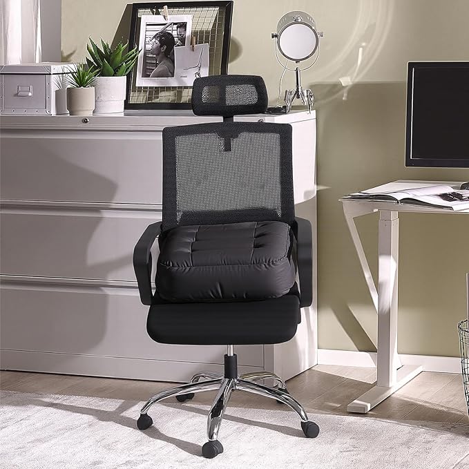 6 inch Extra Thick Seat Cushion, Technology Leather Chair Cushions for Office, Adult Booster Seat with Waterproof and Breathable, Suit for Car Seat, Desk Chair, 18 x 16 x 6 inch, Black