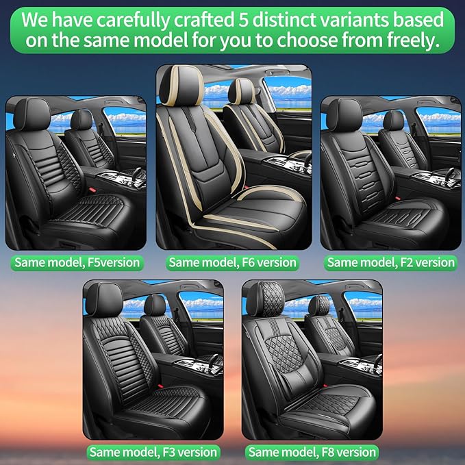 Fit Sonata Car Seat Covers for Hyundai Sonata 2004-2024 2025 2026 -Upgraded Premium Waterproof & Breathable Leather,Airbag Compatible,All-Weather Seat Cushion Protector,2 Front/Black-Beige