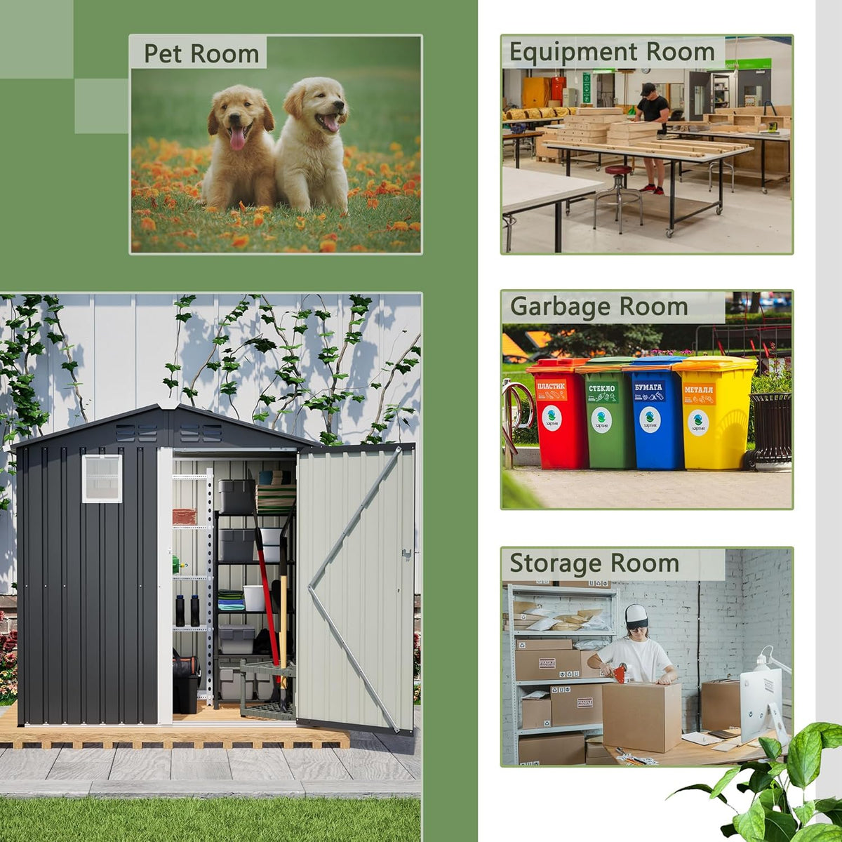 Outdoor Storage Shed, 6 X 4ft Metal Galvanized Steel Garden Shed with Floor Frame, Utility Tool Shed Storage House with Window for Backyard, Patio, Lawn