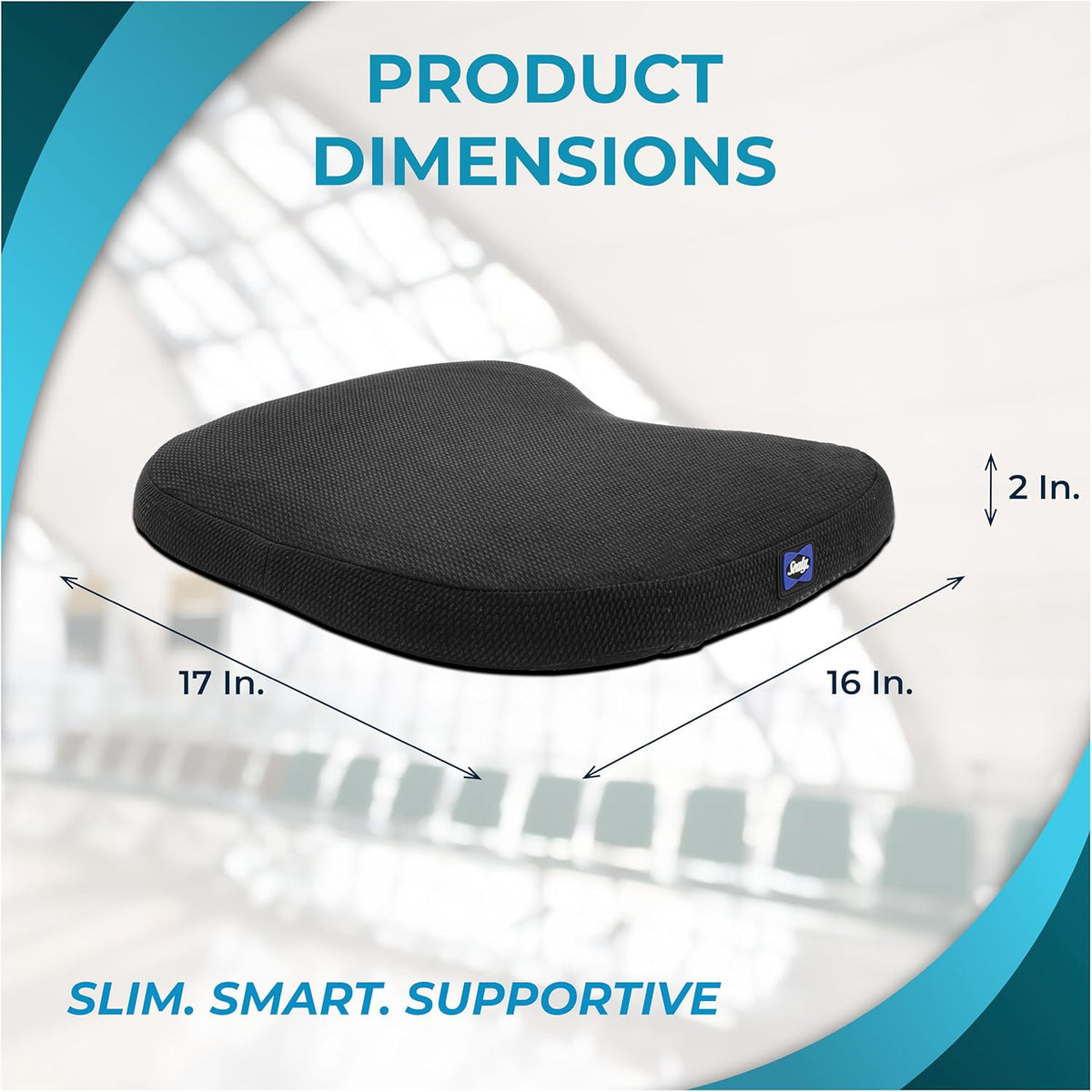 Sealy Memory Foam Car Seat Cushion – Gel Seat Cushions for Office Chairs, Tailbone Pain Relief Cushion, Cooling Pillow, Slim Fit Car Seat