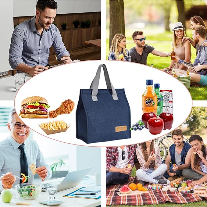 Lunch Bag for Women/Men,Waterproof Reusable Portable Lunch Tote,Lunch Box Bag.Thermal Cooler Bag Ideal for Work/Party/l/Travel/Picnic (Light Blue)
