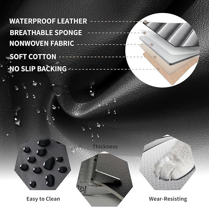 Front Seat Covers Fit for Toyota Camry 2001-2026, Car Seat Covers Front Seats, Breathable Faux Leather Automotive Seat Covers Front Pair Anti-Slip Seat Cover(Black&Gray, Front)