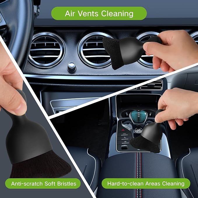 Qydipclin 10pcs Windshield Cleaner Tool, Car Window Cleaning Wash Kit with 4 Reusable Microfiber Pads 1 Spray Bottle and Extendable Handle Auto Glass Wiper Kit, Green