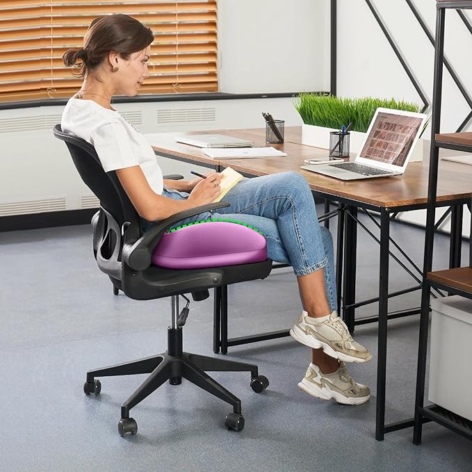 Benazcap Large Seat Cushion for Office Chair Memory Foam Coccyx Pain Relief Cushion Pillow for Back Support Non-Slip Seat Pad for Office Desk, Car Seat, Wheelchair, Sciatica-Pink