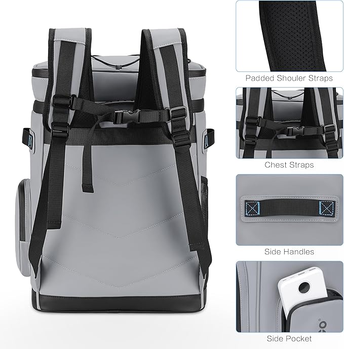 Large Waterproof Insulated Cooler Backpack for Men & Women, Leak Proof Cooler Backpack for Camping, Beach, Fishing, Picnic, Travel, Outdoor, 30L, 48Cans