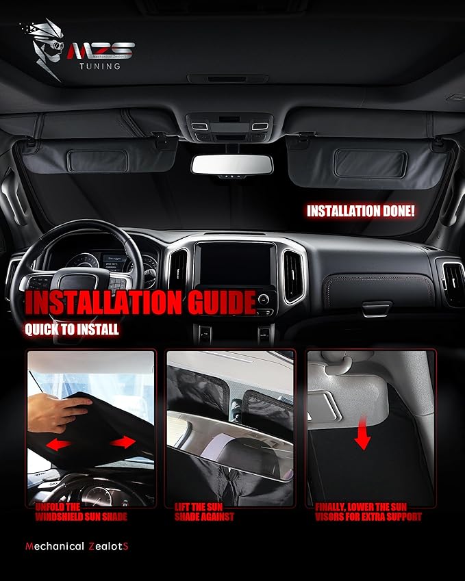 MZS Windshield Sun Shade Compatible with Lyriq 2023-2026, Foldable Car Front Window Sunshade with Storage Pouch, Sun Visor Shield Accessories for Interior Protector