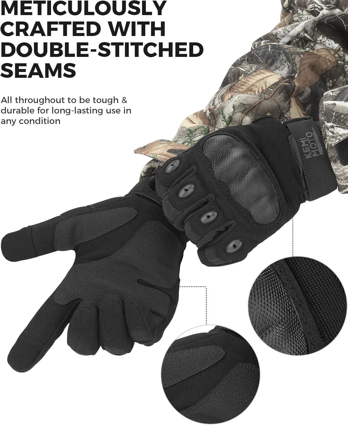 KEMIMOTO Tactical Gloves for Men, Touchscreen Motorcycle Gloves with Hard Shell & Palm Padding for Sports Motorcycle Cycling Tactical Airsoft Paintball Hunting Hiking Camping Climbing