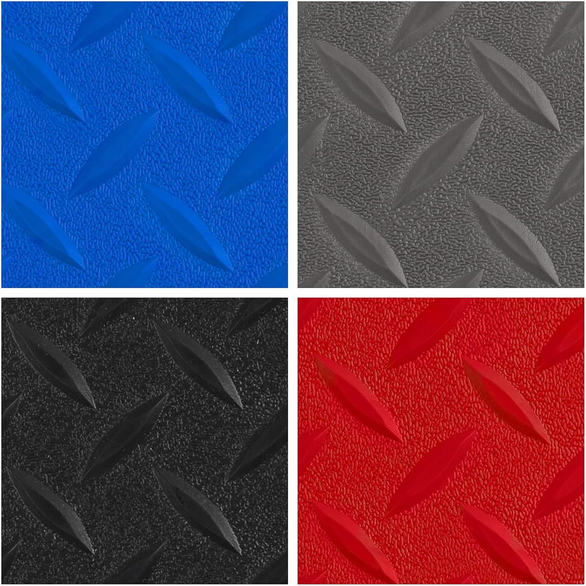 Boshen 5Ft x 7.5Ft Garage Floor Mat 2.5mm Thickened Rubber Flooring Roll 37.5sqft Diamond Plate PVC Rubber Trailer Mat Non-Slip Floor Protector Mat for Garage Warehouse Basement Trailer - Grey