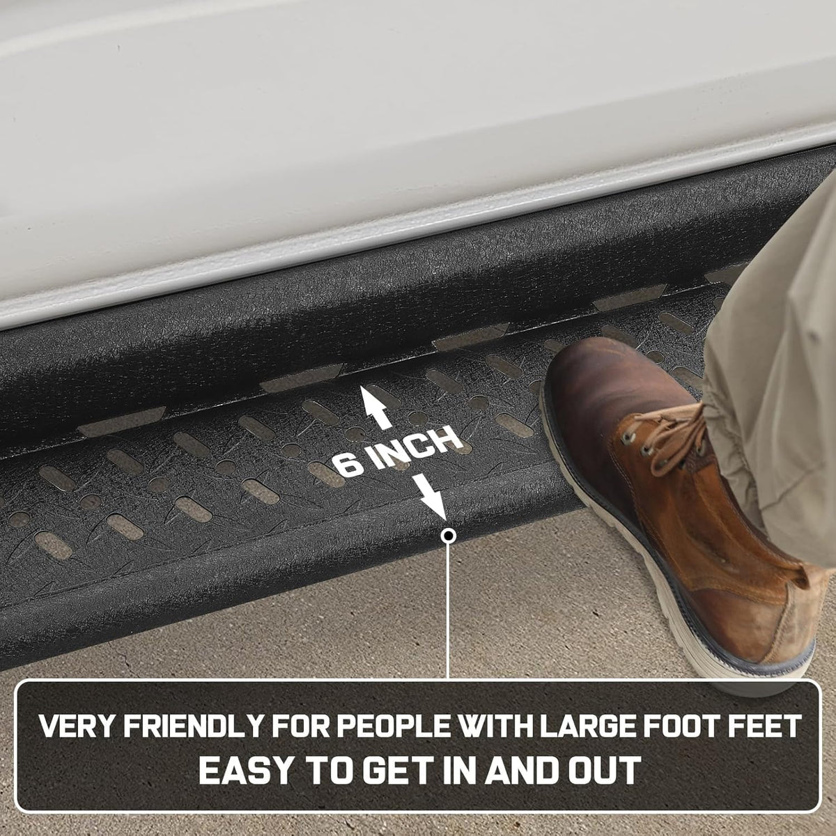 Running Boards Compatible with Vehicle 2004-2025 Nissan Titan Crew Cab, 2016-2025 Titan XD Crew Cab, Two-Stair Side Steps, 6 Inch Black Step Bars, Truck Nerf Bars with Middle Steps.
