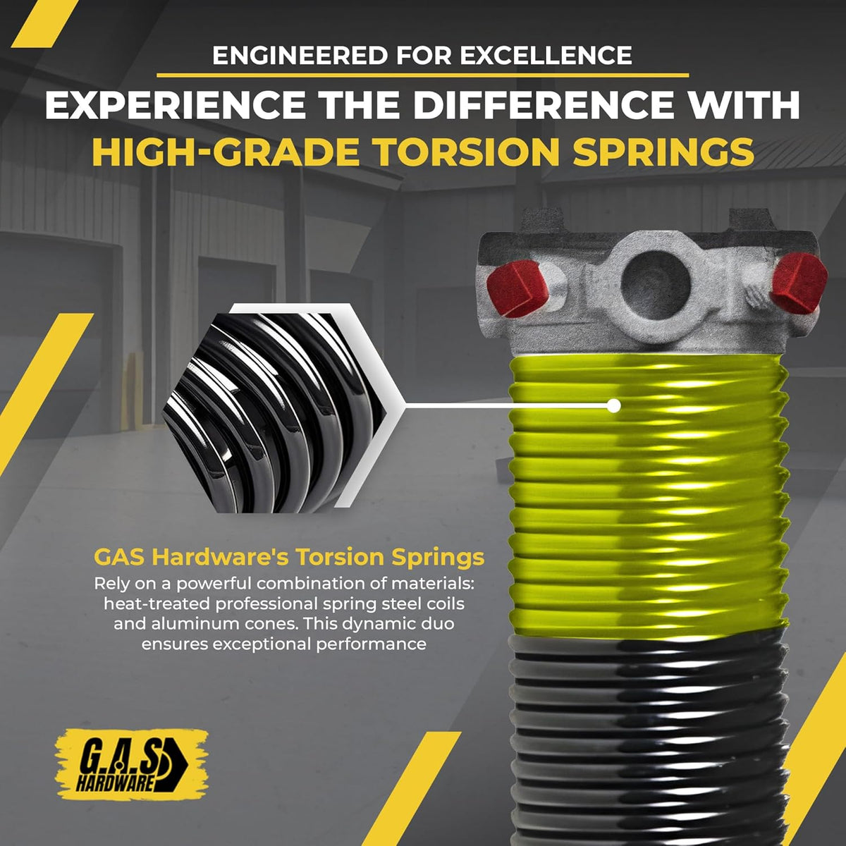 Garage Door Torsion Springs 207x2x22 Includes 1” Steel Bearing, Gloves, and Winding Bars for Left and Right Side of Garage Door Precision E-Coating 5-Year Warranty Minimum 30,000 Cycles (Pair)