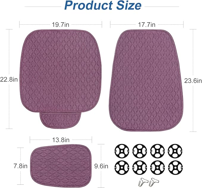 2 Pack Linen Front Car Seat Covers Universal Car Seat Pad Protectors Vehicle Cover Automotive Seat Protectors for Cars Trucks SUV (2Pack Purple)