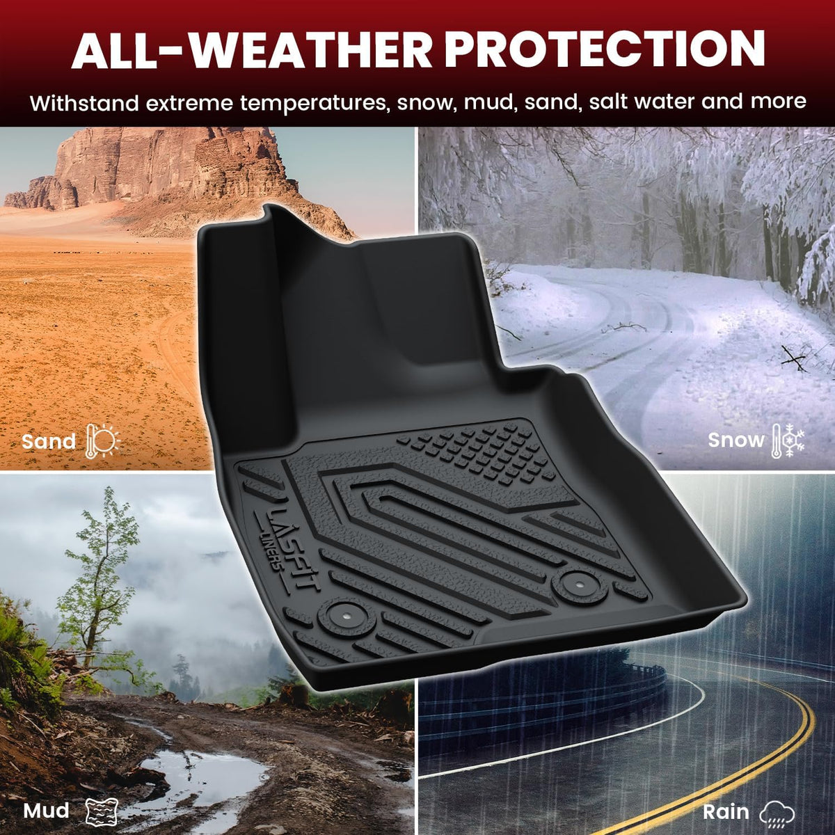 LASFIT Floor Mats & Cargo Mat for Buick Encore GX 2020-2026(Only Fit AWD), TPE All Weather Custom Fit 1st & 2nd Row Rubber Car Mats and Cargo Liner(Lower Position) for Buick Accessories, Black