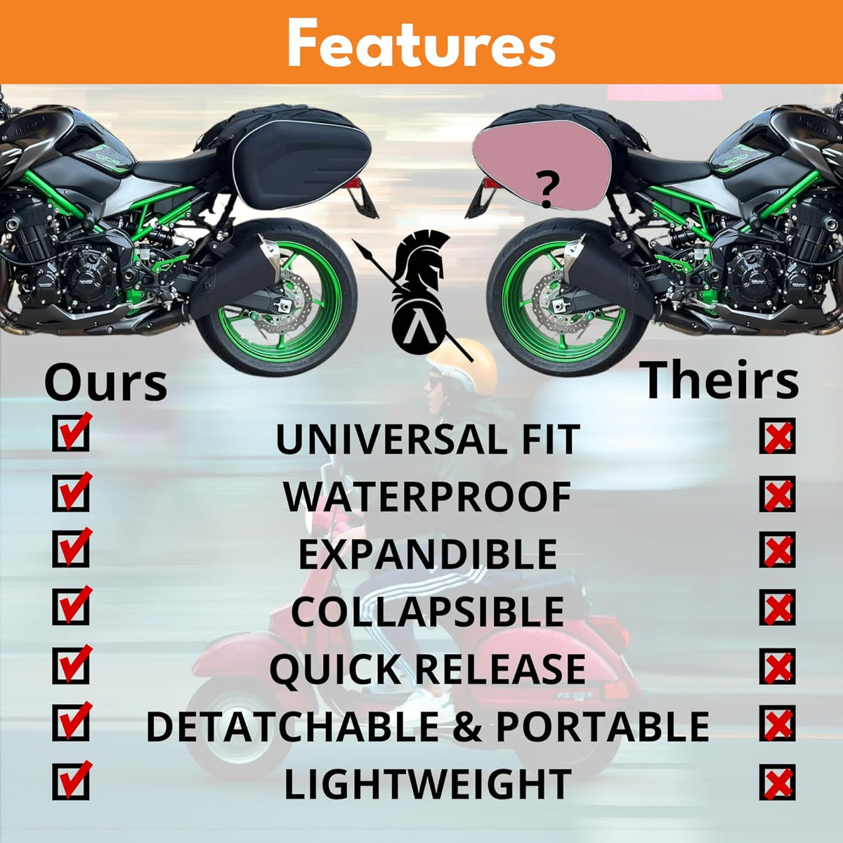 Motorcycle Saddlebags, 36L-58L Expandable Capacity, Motorcycle Panniers Universal, Waterproof, Detachable, Collapsible for Sport Dirt Bike Side Bags and Luggage
