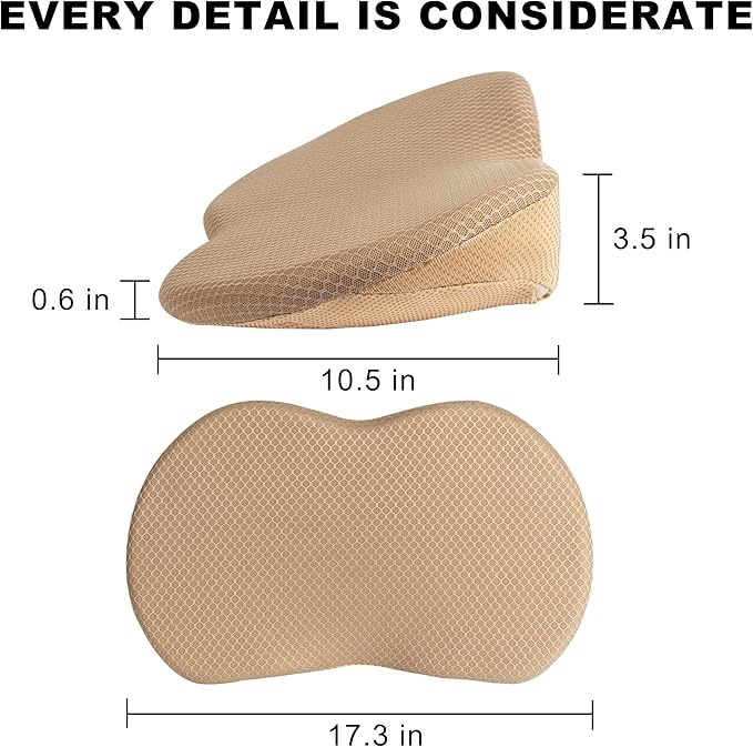 Car Seat Cushion - Memory Foam Car Seat Pad - Sciatica & Lower Back Pain Relief - Car Seat Cushions for Driving - Road Trip Essentials for Drivers(Beige)