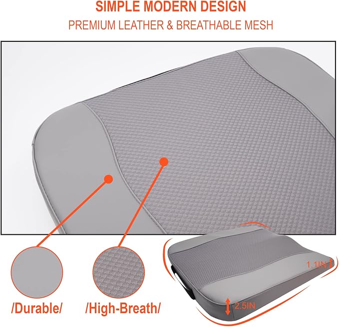 Car Seat Cushion, Comfort Memory Foam Car Cushions for Driving - Sciatica & Lower Back Pain Relief, Driver Seat Pillow for Auto, Office Chair, Wheelchair - Gray