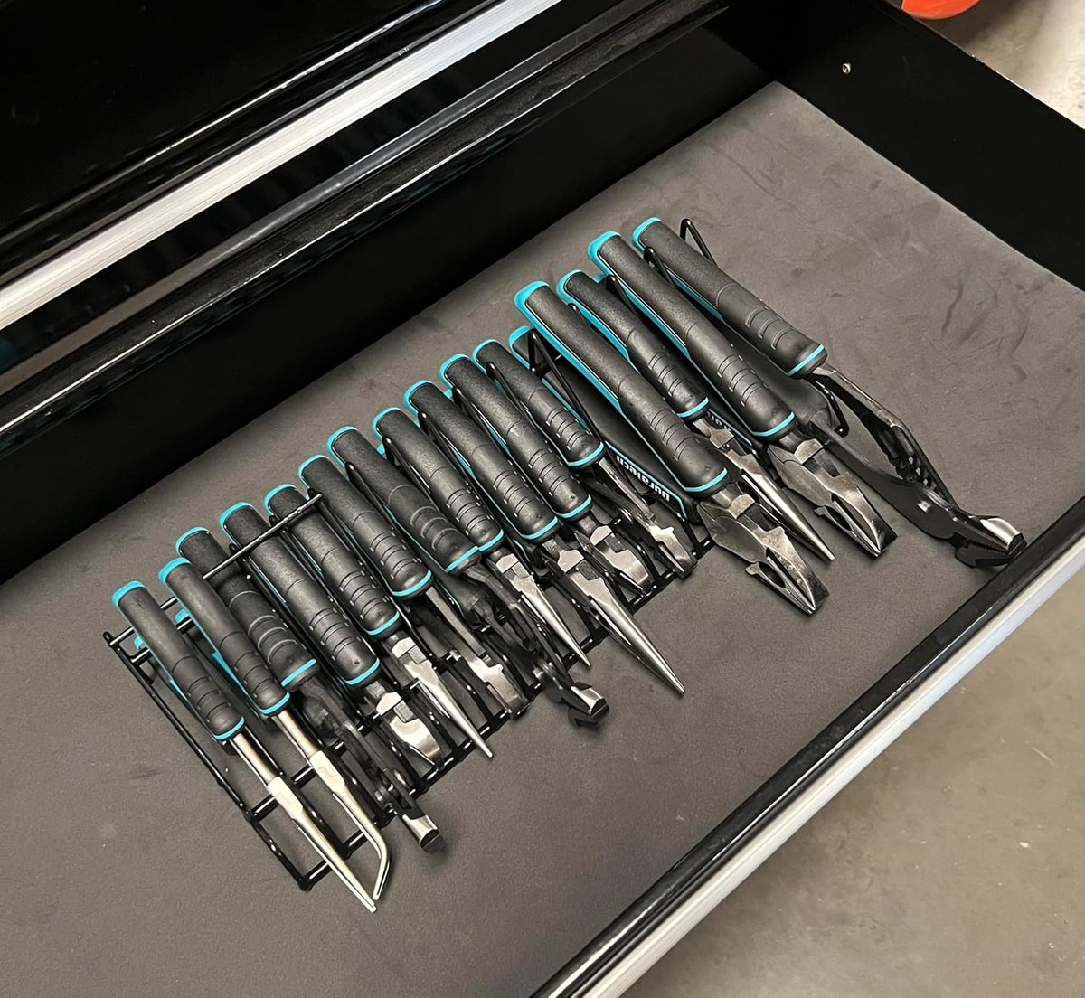 Plier Organizer Rack for Tool Box Storage, Holds Regular and Wide Handle Pliers, Fits Toolbox or Chest Drawers, Durable and Space-Saving Design by MLTOOLS
