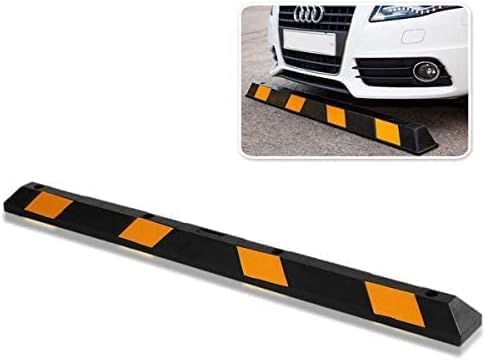 ZONETECH Large Heavy Duty Rubber Parking Curb – 72” Premium Quality Auto Garage Wheel Stopper Professional Grade w/Yellow Reflective Tape for Car, Truck, Trailer and RV (100-Pack)