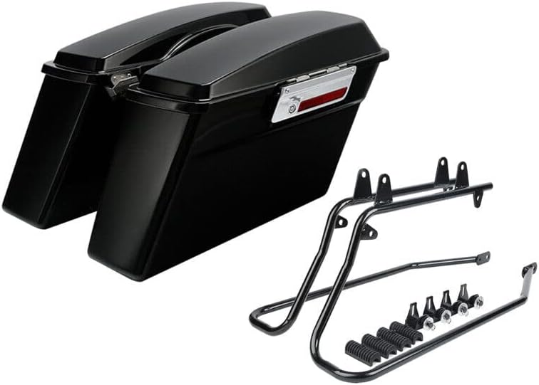 XFMT Hard Saddlebags Saddle Bag Turnk W/Black Conversion Brackets For Harley Heritage Softail Deluxe 1984-2017