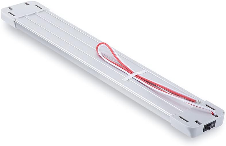 LED Interior Utility Light Fixture 14.6" x 2.6", High Lumen-Output Low Current Draw Energy Efficient, Frosted Lens 6000K Cool-White Even Diffused Beam, On/Off Rocker Switch 12V-24V DC, 1-Pack