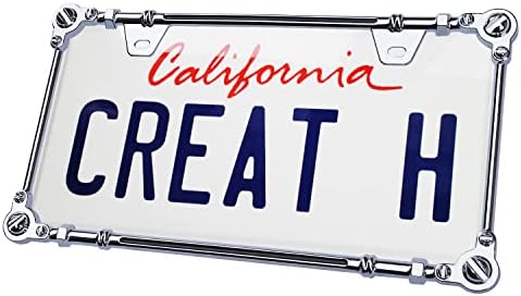 Creathome 3D Chrome License Plate Frames, Pure Zinc Alloy Metal with Screw Pattern
