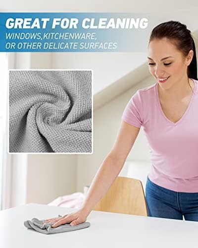 Microfiber Cleaning Cloth Grey-50Pcs (13x13 inch) 2100 Series Ultra Soft Highly Absorbent Rags for Cleaning, Reusable and Lint Free Cleaning Towels for Housekeeping-Machine Wash (Gray)
