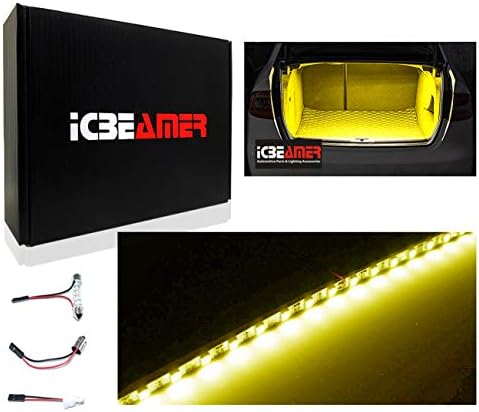 ICBEAMER 12" Amber Yellow 18SMD 2835 LED Strip Light Universal Fit Car Trunk Cargo Area or Interior Illumination